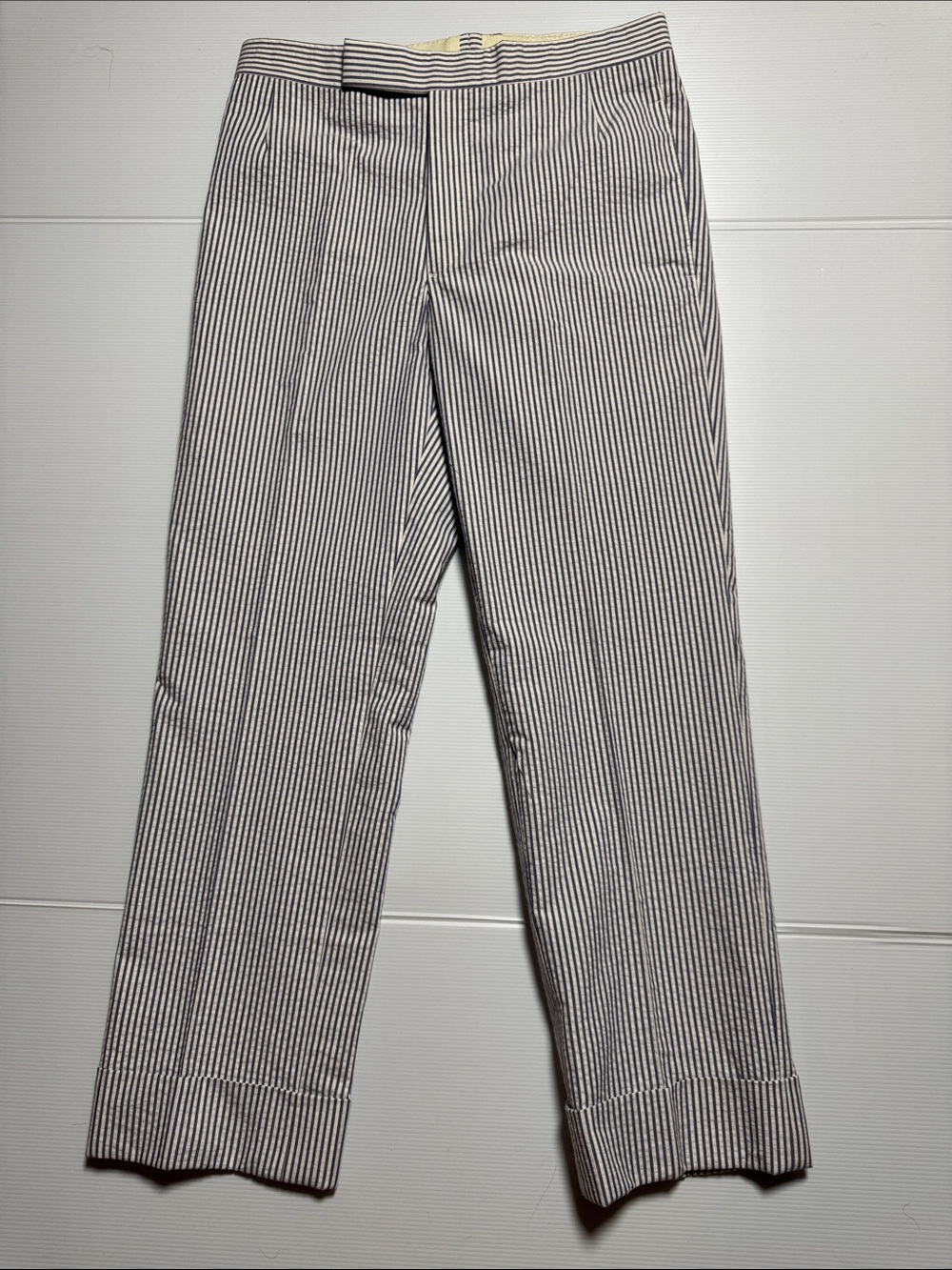 THOM BROWNE Classic Seersucker Backstrap Trousers Striped Dress Pants 30-31